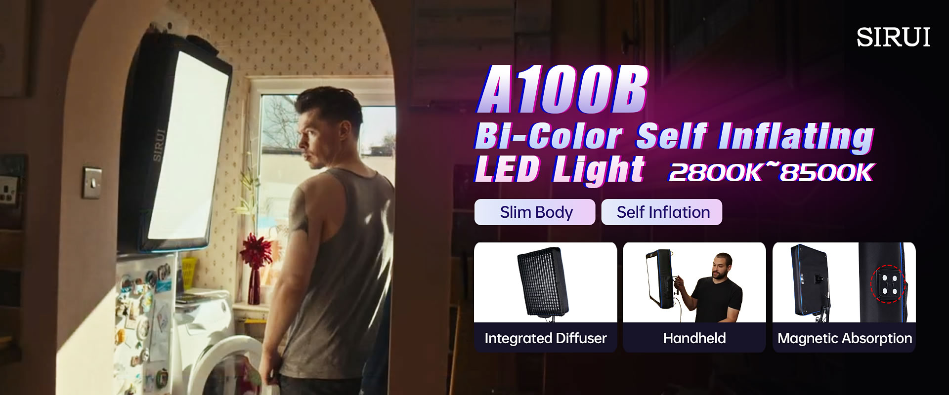 SIRUI A100B Bi-Color Automatic Inflatable Photography Light 