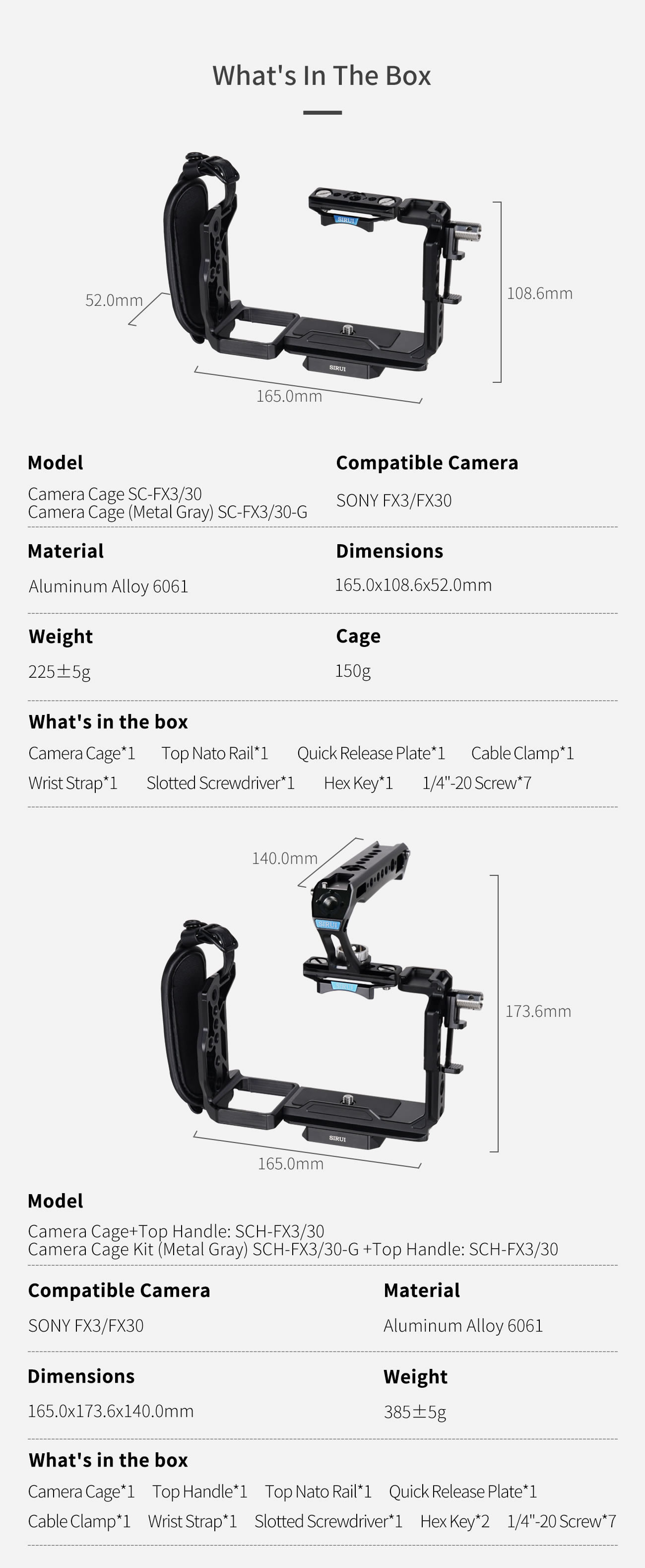 Sirui Full Cage for Sony FX3/FX30 | TSE Imaging